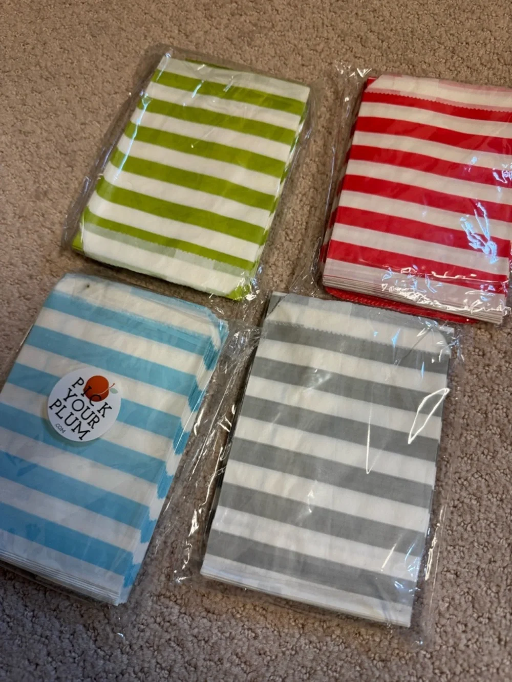 PICK YOUR PLUM multiple packs of Striped single serve striped bags